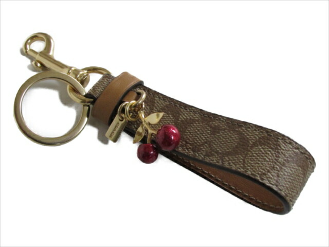 【スペシャル】[コーチ] キーホルダー キーチェーン チャーム チェリー キーホブ COACH Signature Khaki Loop Cherry Key Fob F32670 GDKHA