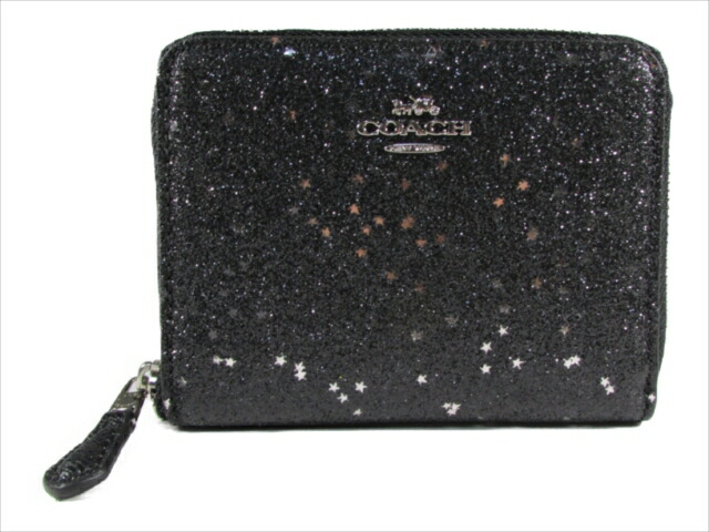 スペシャル グリッター 財布 返品可 すぐに発送できます グリッター Around Glitter Small 財布 ケース Coach Small Star コーチ Collection F38693 Sv Black Queen スモール Sv Bk スター Zip