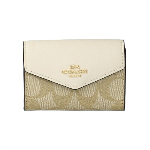 [コーチ] カードケース COACH Signature Flap Card Case CH202 IMDQC IM/Light Khaki/Chalk