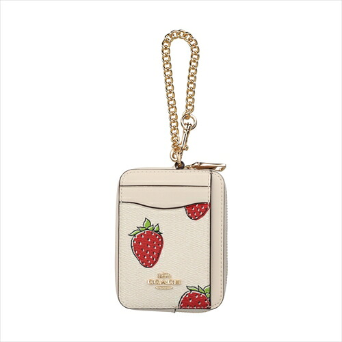 【特別】コーチ職 御釣り入れ 歌留多容れもの COACH Zip Card Case Strawberry CAR32 IMCAH IM/Chalk Multi
