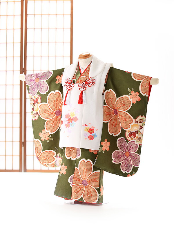 楽天市場 七五三 着物 ３歳 レンタル 女の子 七五三 衣装レンタル モダンシリーズ 七五三 3歳 女の子 被布レンタル 身長９０cm １００cm 着付けマニュアル付き 矢羽 ３泊４日レンタル 往復送料無料 Jk33 緑 モダン 身長 90cm 95cm 100cm 着物ネット
