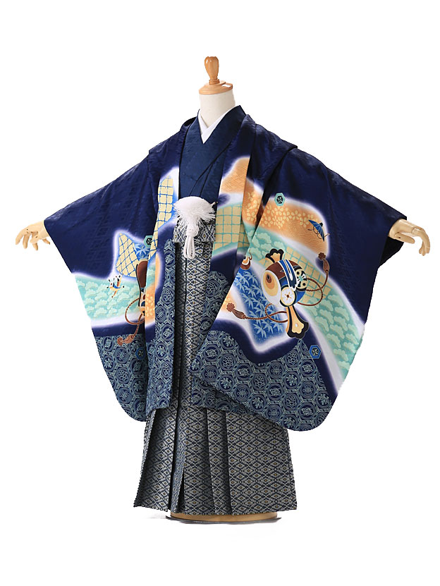 着物 七五三用　男の子 楽天市場】【レンタル】[七五三 着物 3歳]男の子「K177 薄グレー鷹×薄