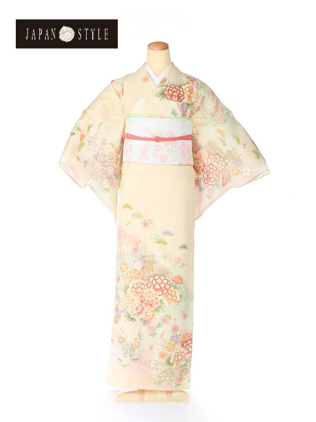 夏 訪問着 レンタル 絽 訪問着 夏用 フルセットレンタル 絽 着物 レンタル 夏 japan styleジャパンスタイル ブランド サマー summer　夏きもの 【結婚式】【披露宴】【wedding】【お茶会】【パーティ】【食事会】kt5072【黄色】【牡丹】【レンタル】