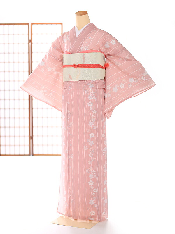夏用 訪問着 レンタル 絽【夏着物 訪問着】【７月 ８月】【絽】【ろ】 小紋 着物 レンタル サマー　summer グレー 小桜【京都街歩き】【発表会】【表彰式】【お茶会】【パーティ】【食事会】【写真撮影】【着物レンタル】【和服】【母親】kk8103
