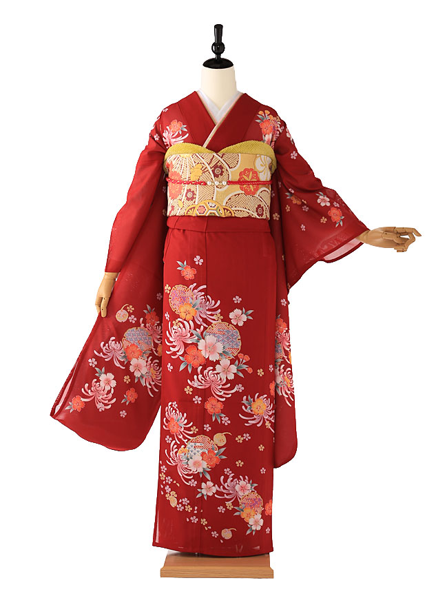 夏用 訪問着 レンタル 絽【レンタル】【【振袖レンタル】【7月8月】【赤】150cm-165cm サマー summer 夏きもの 【成人式】【結婚式】【披露宴】【wedding】【発表会】【夏のお茶会】IDU0001