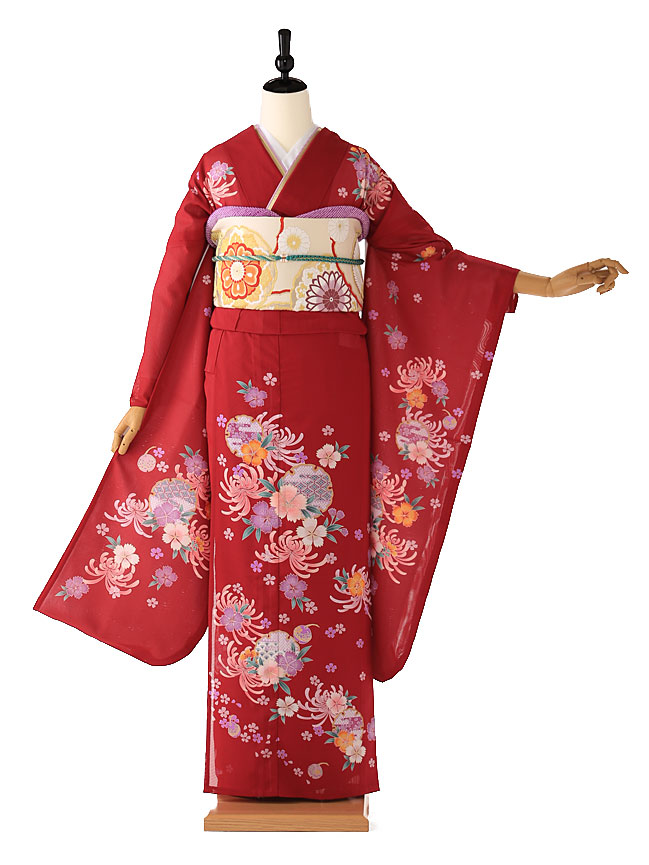 夏用 訪問着 レンタル 絽【レンタル】【【振袖レンタル】【7月8月】【赤】150cm-165cm サマー summer　夏きもの 【成人式】【結婚式】【披露宴】【wedding】【発表会】【夏のお茶会】IDU0002
