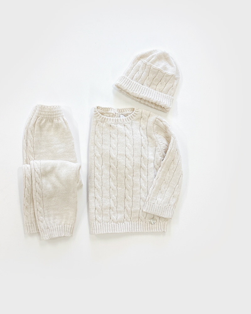 【セール SALE 10%OFF】ニット 3点セット(キャップ/トップス/ボトムス) 女の子 男の子 ベビー服 子供服 ベビー 赤ちゃん 長袖 セーター 帽子 ぼうし レギンス ニット インポート おしゃれ 子供服 martin aranda マルティンアランダ