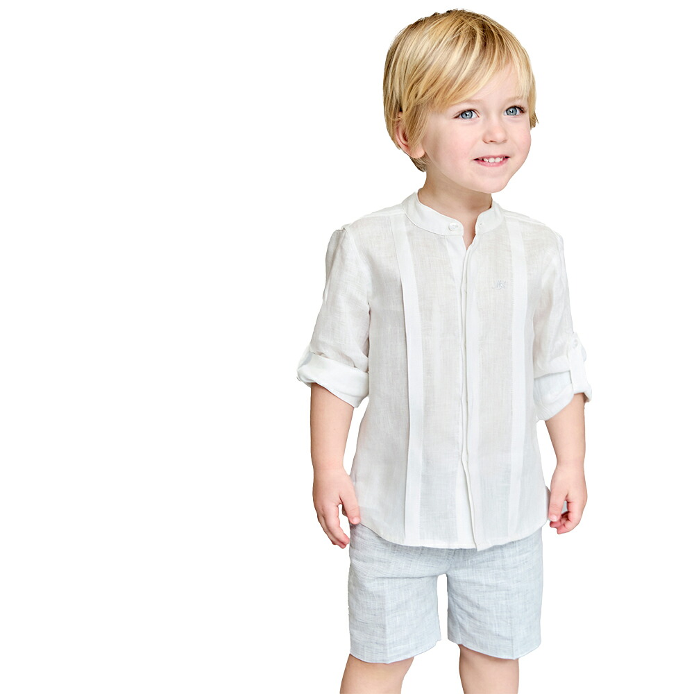 セットアップ キッズ 男の子 上下セット 長袖シャツ ハーフパンツ 子ども 子供服 麻シャツ＆ハーフパンツセット インポート おしゃれ 子供服 martin aranda マルティンアランダ