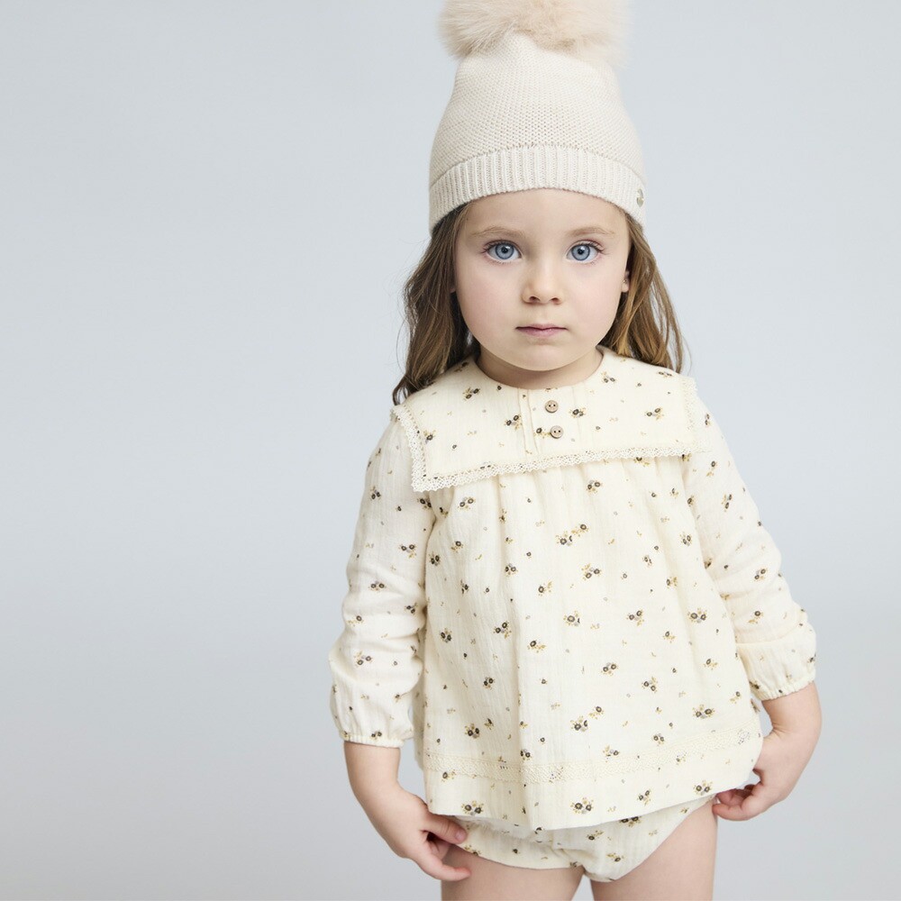 【セール SALE 40％OFF】ベビー服 上下セット 2点セット チュニック ブルマ 女の子 キッズ ベビー服 子供服 長袖 小花柄 インポート おしゃれ 子供服 小花柄セーラー襟ブルマセット martin aranda マルティンアランダ