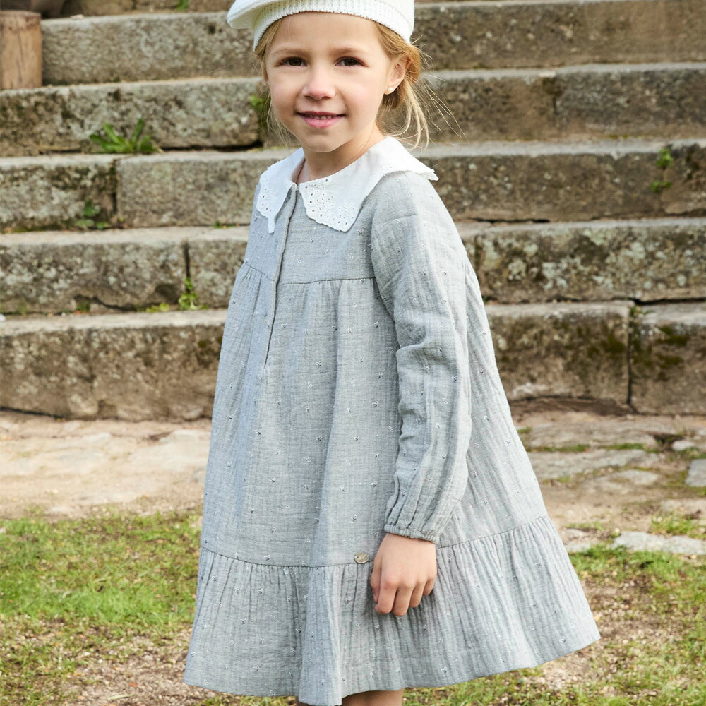 【セール SALE 40%OFF】ワンピース 女の子 キッズ ベビー服 子供服 長袖 インポート おしゃれ 子供服 レース襟小花プリントワンピース martin aranda マルティンアランダ