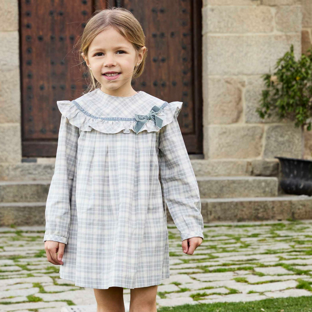 【セール SALE 40％OFF】ワンピース 子供服 ベビー服 女の子 キッズ 長袖 チェック柄 インポート おしゃれ 子供服 リボン付きチェックワンピース martin aranda マルティンアランダ