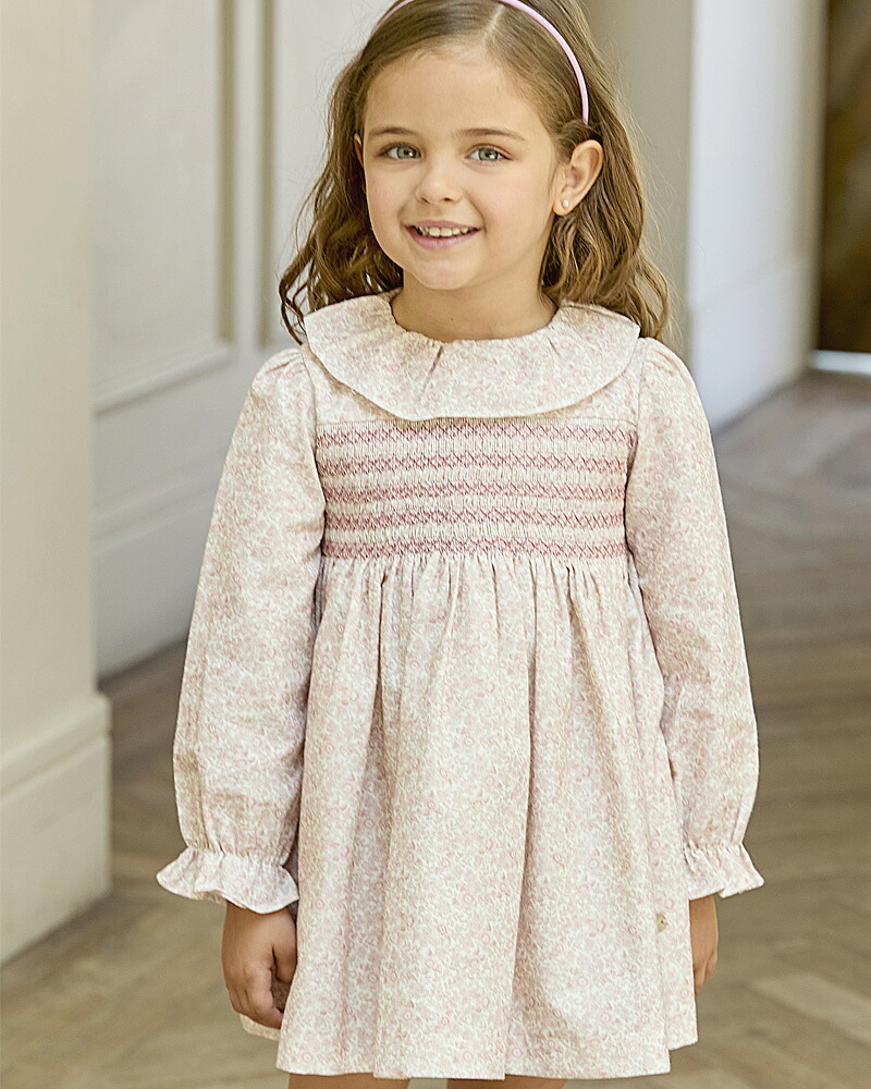 ワンピース 女の子 キッズ ベビー服 子供服 長袖 インポート おしゃれ 子供服 花柄 スモッキングワンピース martin aranda マルティンアランダ