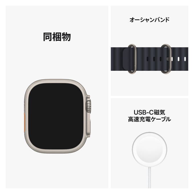 Apple Watch Ultra チタニウムケースとミッドナイトオーシャンバンド