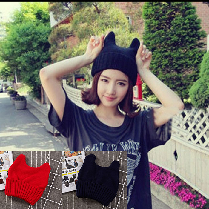 楽天市場】小悪魔 ニット帽 レディース ブラック フリーサイズ