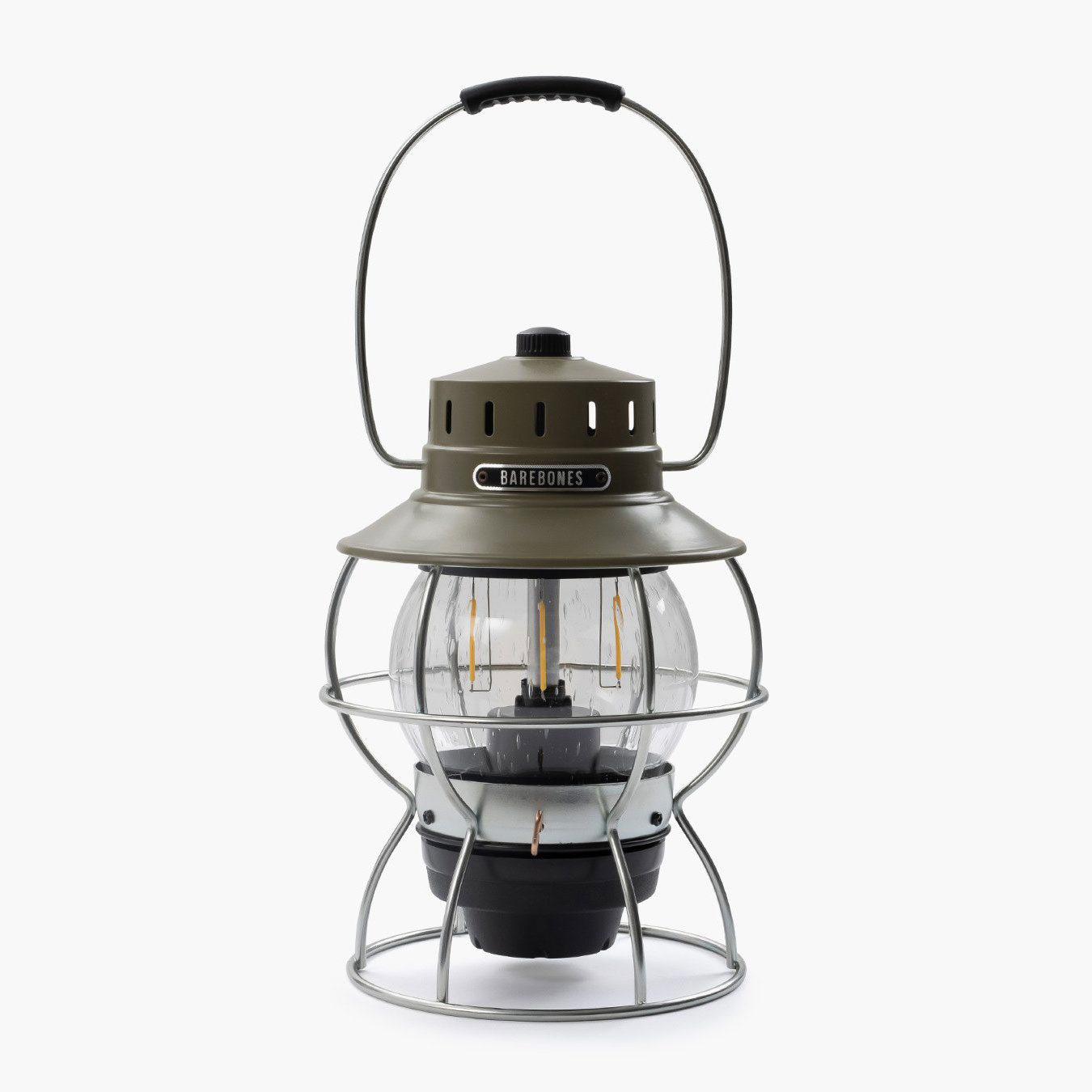 BAREBONES LIVING ベアボーンズリビング レイルロード ランタン オリーブドラブ Railroad Lantern Olive Drab LIV-281 充電式 キャンプ アウトドア ソロキャン USB レトロ ランプ ライト ギフト 車中泊 吊り下げ 置き型