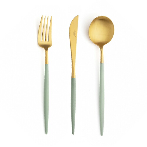 楽天市場 メール便ご利用で送料無料 Cutipol Goa クチポール ゴア セラドン ゴールド ディナー3本セット 正規代理店品 メール便可 2セットまで カトラリー オシャレ お洒落 かわいい ナイフ フォーク スプーン 送料無料 Red Cabin