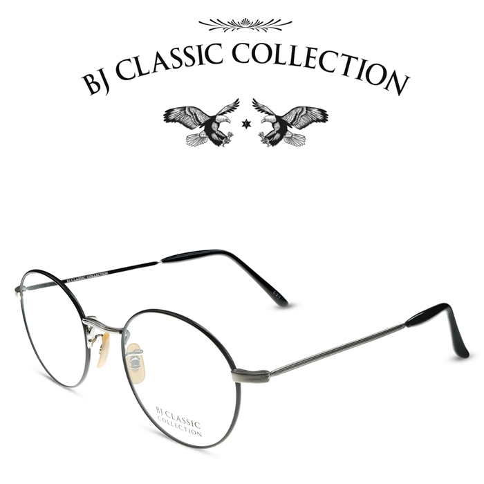 BJ CLASSIC 伊達メガネ COLLECTION COMBI 度付きメガネ メンズ COM 114L C 2 1 シルバー 度付きメガネ  ブラック 本格眼鏡 BJクラシックコレクション （お取り寄せ） 伊達メガネ レディース メンズ