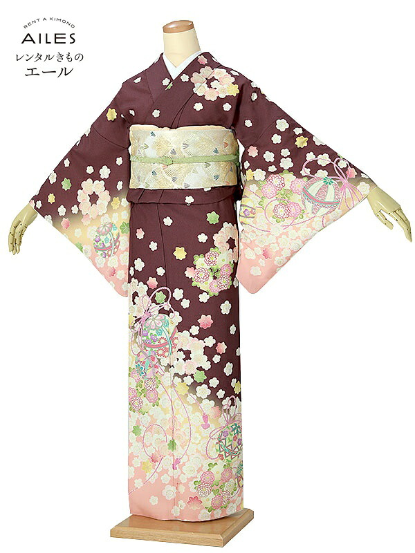 訪問着 レンタル あずき色　写真 母 訪問着レンタルフルセットAD0026 乙葉 貸衣裳 フルセット rental 訪問着レンタル 式典 七五三 お宮参り 服装 母親 入学式 卒業式 結婚式 お宮参り フォト着物 訪問着セット ママ 母 新品足袋プレゼント [往復送料無料]｜レンタルきもの　エール 10,952円