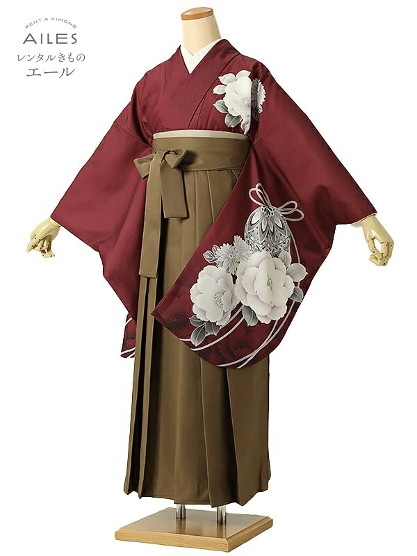 角帽 専門職授業時間生 卒 【賃借】 卒賃借袴 女袴賃借 AG0335 赤 花飾りつけ 鞠 赤銅色 卒袴 御召しもの賃借 卒式 初等学校卒式 賃借フルセット 女袴 袴 賃借 女 新品足袋差し上げ物 【往復貨物輸送無料】