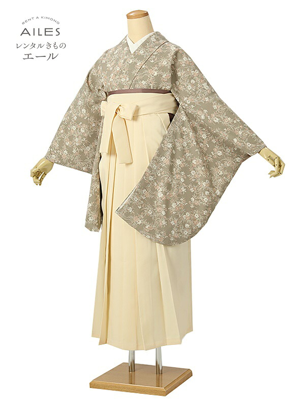 大学生 専門学校生 卒業 【レンタル】 卒業レンタル袴 女袴レンタル AG0377 アイボリー 小花 花模様 卒業袴 着物レンタル 卒業式 小学校卒業式 レンタルフルセット 女袴 袴 レンタル 女 新品足袋プレゼント 【往復送料無料】