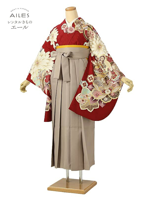 角帽 専門職授業時間生 卒 【賃借】 卒賃借袴 女袴賃借 AG0425 赤 松 菊 花飾りつけ 卒袴 御召しもの賃借 卒式 初等学校卒式 賃借フルセット 女袴 袴 賃借 女 新品足袋差し上げ物 【往復貨物輸送無料】