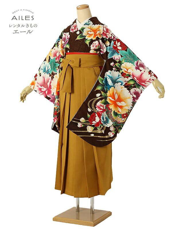 角帽 専門職授業時間生 卒 【賃借】 卒賃借袴 女袴賃借 AG0439 茶 名取り草 花飾りつけ 卒袴 御召しもの賃借 卒式 初等学校卒式 賃借フルセット 女袴 袴 賃借 女 新品足袋差し上げ物 【往復貨物輸送無料】