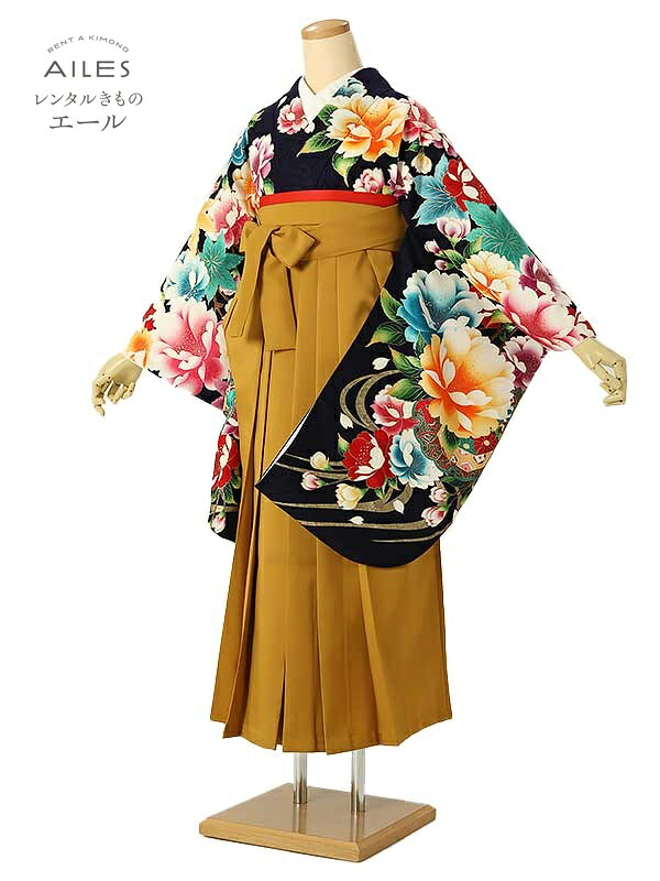 角帽 専門職授業時間生 卒 【賃借】 卒賃借袴 女袴賃借 AG0442 紺 名取り草 花飾りつけ 卒袴 御召しもの賃借 卒式 初等学校卒式 賃借フルセット 女袴 袴 賃借 女 新品足袋差し上げ物 【往復貨物輸送無料】