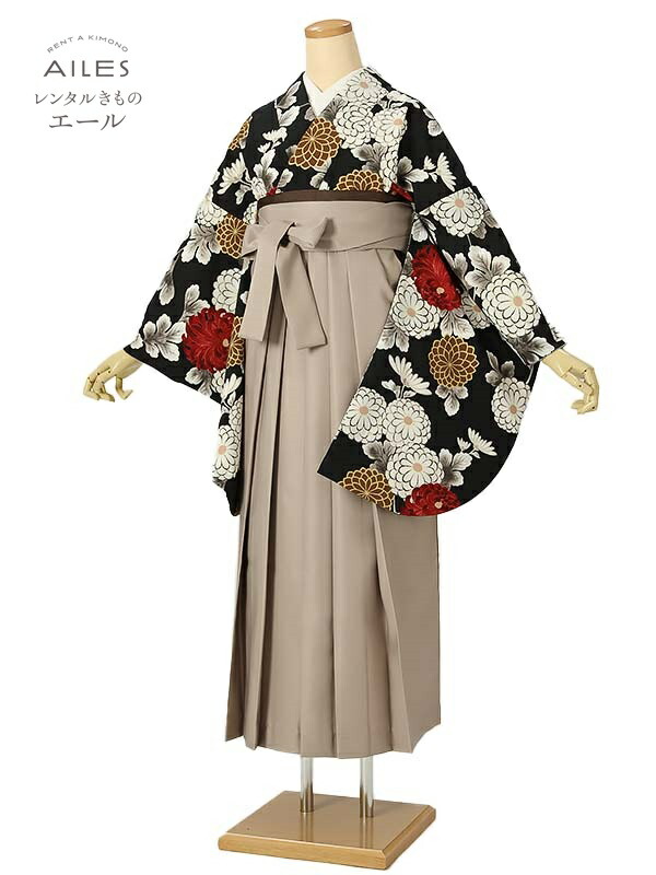 角帽 専門職授業時間生 卒 【賃借】 卒賃借袴 女袴賃借 AG0481 黒 白 ダリア 卒袴 御召しもの賃借 卒式 初等学校卒式 賃借フルセット 女袴 袴 賃借 女 新品足袋差し上げ物 【往復貨物輸送無料】