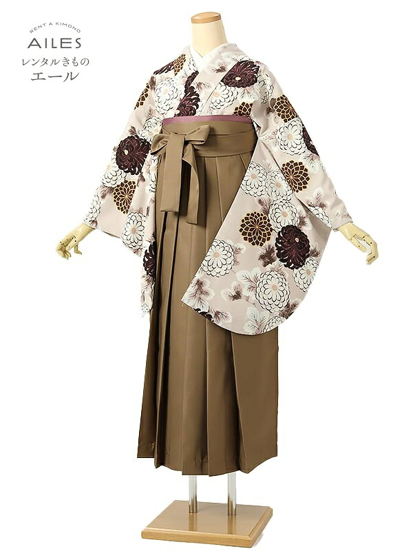 角帽 専門職授業時間生 卒 【賃借】 卒賃借袴 女袴賃借 AG0483 ベージュ 白 紫 ダリア 卒袴 御召しもの賃借 卒式 初等学校卒式 賃借フルセット 女袴 袴 賃借 女 新品足袋差し上げ物 【往復貨物輸送無料】
