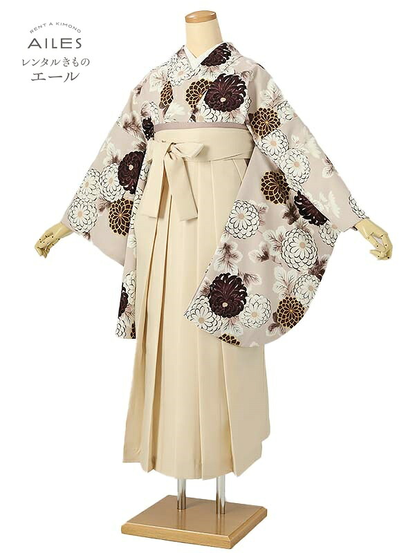角帽 専門職授業時間生 卒 【賃借】 卒賃借袴 女袴賃借 AG0484 ベージュ 白 紫 ダリア 卒袴 御召しもの賃借 卒式 初等学校卒式 賃借フルセット 女袴 袴 賃借 女 新品足袋差し上げ物 【往復貨物輸送無料】