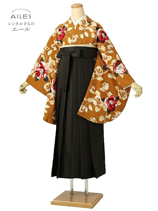 角帽 専門職授業時間生 卒 【賃借】 卒賃借袴 女袴賃借 AG0501 からし サクラ色 椿 卒袴 御召しもの賃借 卒式 初等学校卒式 賃借フルセット 女袴 袴 賃借 女 新品足袋差し上げ物 【往復貨物輸送無料】