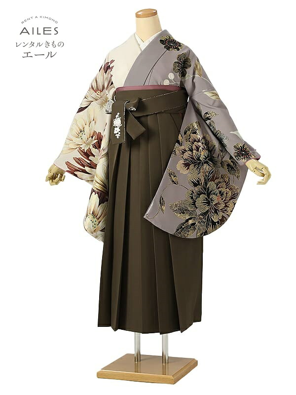大学生 専門学校生 卒業 【レンタル】 卒業レンタル袴 女袴レンタル AG0544 白 くすみパープル 花模様 卒業袴 着物レンタル 卒業式 小学校卒業式 レンタルフルセット 女袴 袴 レンタル 女 新品足袋プレゼント 【往復送料無料】