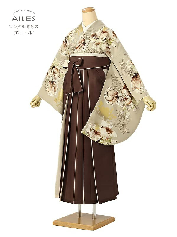 角帽 専門職授業時間生 卒 【賃借】 卒賃借袴 女袴賃借 AG0546 ベージュ 赤銅色 ローズ 卒袴 御召しもの賃借 卒式 初等学校卒式 賃借フルセット 女袴 袴 賃借 女 新品足袋差し上げ物 【往復貨物輸送無料】