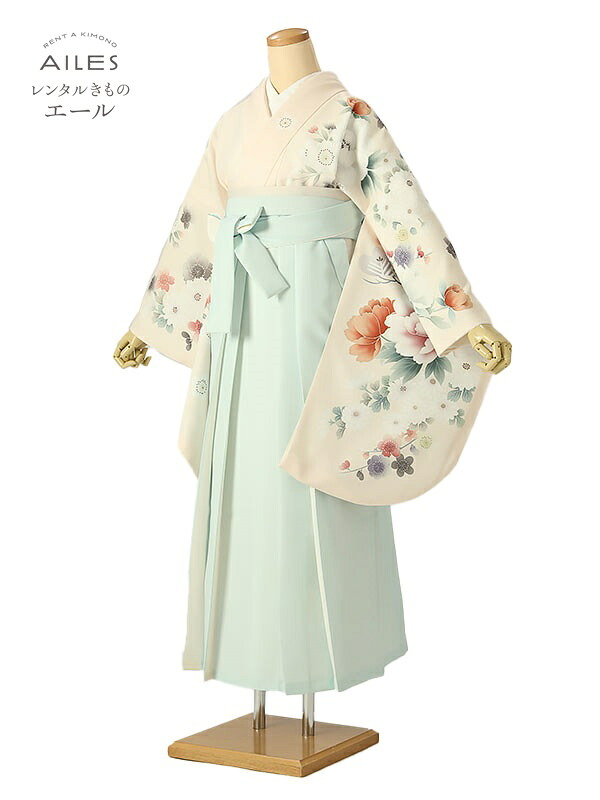 角帽 専門職授業時間生 卒 【賃借】 卒賃借袴 女袴賃借 AG0572 象牙色 梅 名取り草 卒袴 御召しもの賃借 卒式 初等学校卒式 賃借フルセット 女袴 袴 賃借 女 新品足袋差し上げ物 【往復貨物輸送無料】