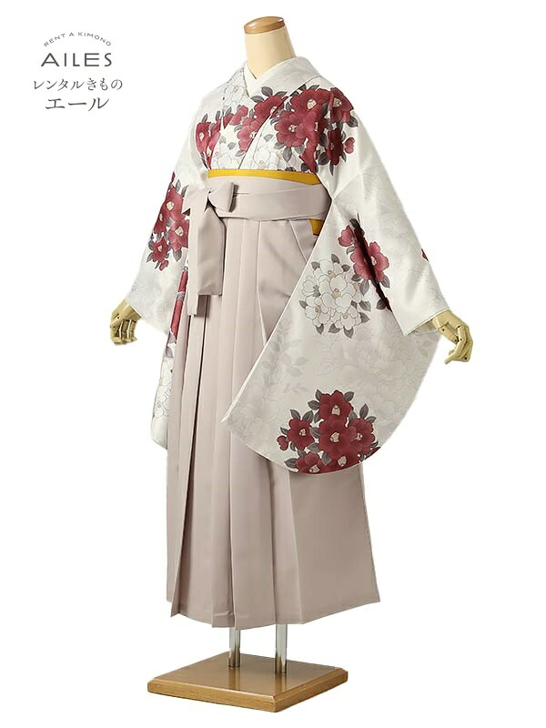 角帽 専門職授業時間生 卒 【賃借】 卒賃借袴 女袴賃借 AG0654 白 赤 椿 卒袴 御召しもの賃借 卒式 初等学校卒式 賃借フルセット 女袴 袴 賃借 女 新品足袋差し上げ物 【往復貨物輸送無料】