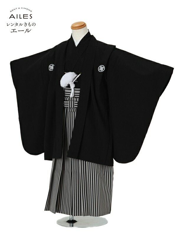 超安い 5歳 着物 レンタル 七五三 七五三 袴レンタル 往復送料無料 新品足袋プレゼント 人気 かっこいい 753 着物 子供 人気柄 ５才男の子 着物 おそろい 5歳小さめ きもの 卒園式 お祝い お正月 和装 貸衣装 袴セット 羽織袴 七五三袴 男児 縦縞 黒紋付羽織袴 Ao5192