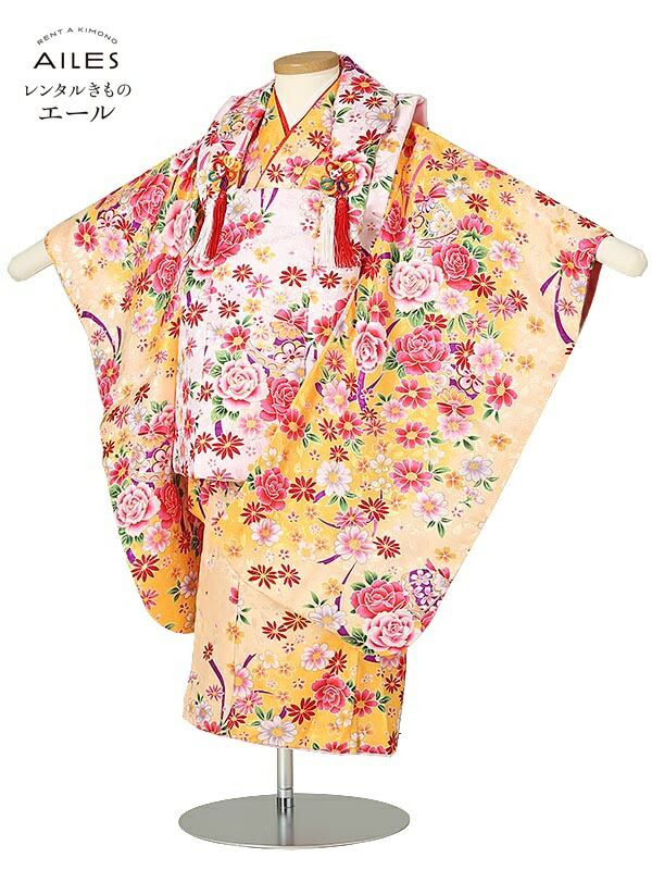 七五三 レンタル 七五三 女の子 3歳被布レンタル Ap3162 黄 白 バラ 花模様 女児 七五三被布 被布 貸衣装 和装 お正月 お祝い きもの 3歳 七五三 3才女の子 人気柄 子供 753 かわいい 人気 新品足袋プレゼント 送料無料 Tajikhome Com