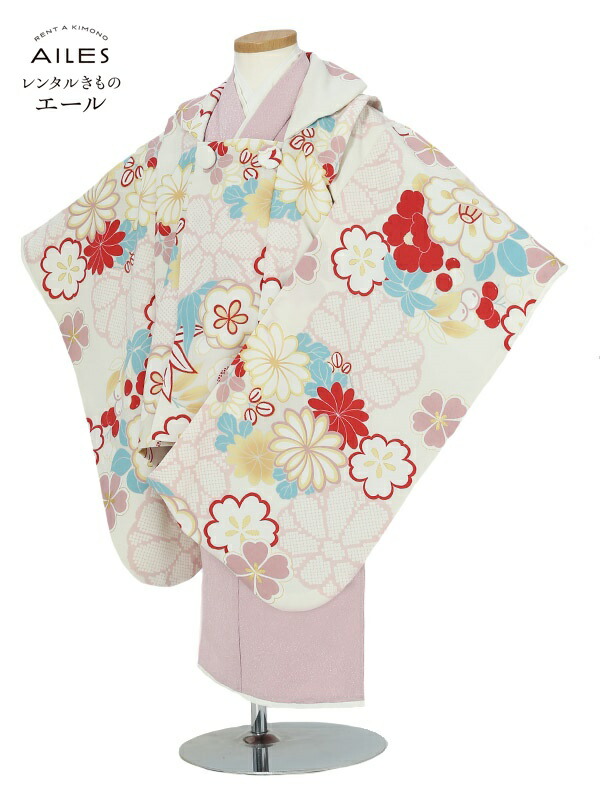 七五三 （レンタル）753 女の子 3歳被布レンタル AP3193 ピンク 白 花模様 被布コート にこるん 女児 七五三被布 被布 貸衣装 和装 お正月 お祝い きもの 3歳 七五三 3才女の子 人気柄 子供 753 かわいい 人気 新品足袋プレゼント 送料無料｜レンタルきもの　エール