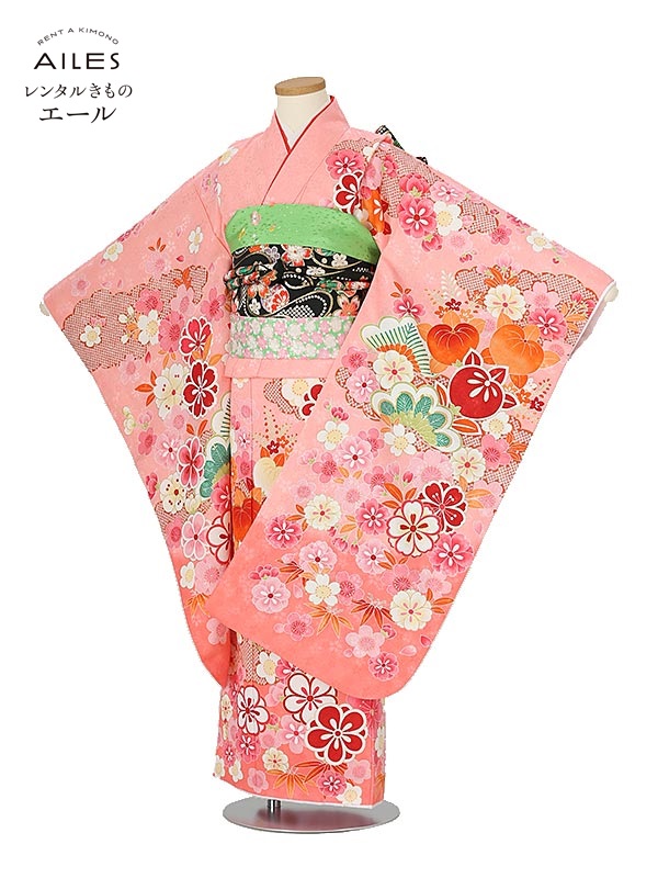 七五三 着物 【レンタル】七五三女の子 ７歳着物レンタル AP7050 ピンク 橘 桜 女児 七五三着物 レンタル 七五三 レンタル着物 子供 着物 ７歳 七五三 女の子 きもの 可愛い 753 足袋プレゼント 【往復送料無料】｜レンタルきもの　エール