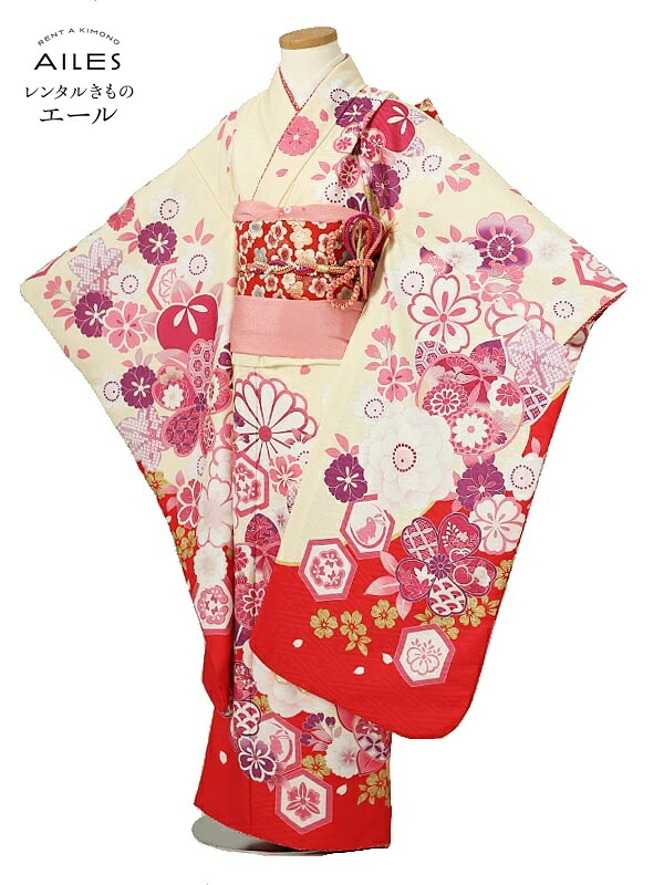 七五三 着物 【レンタル】七五三女の子 7歳着物レンタル AP7068 薄黄 赤 花模様 桜 橘 女児 七五三着物 レンタル 七五三 レンタル着物 子供 着物 7歳 七五三 女の子 きもの 可愛い 753 足袋プレゼント 【往復送料無料】|レンタルきもの エール