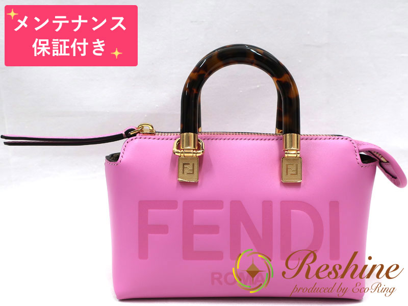 【中古 美品】【メンテナンス保証付】FENDI/フェンディ バイザウェイ ミニ 2WAYショルダーバッグ レザー ピンク ショルダーバッグ