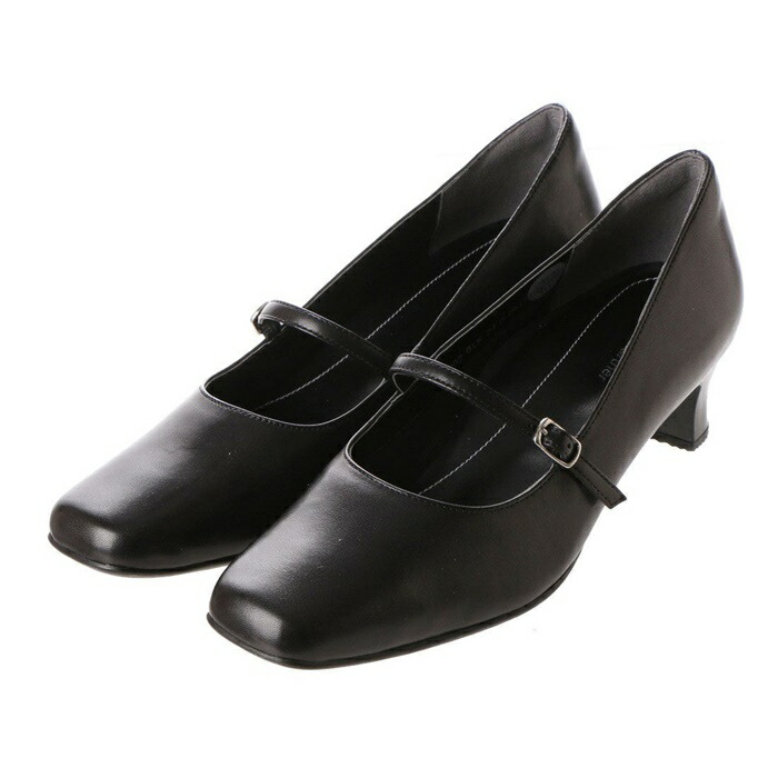 開店祝い 本革 パンプス 太ヒール 黒 3e 幅広 ストラップ スクエアトゥ フォーマルパンプス ブラック 通勤 仕事用 靴 レディース ビジネスパンプス 冠婚葬祭 リクルート 宅送 Www Tepezala Gob Mx