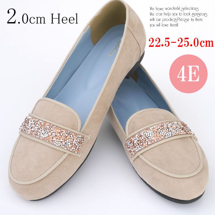 楽天市場 ローファー レディース フラットシューズ 幅広 4e 大きいサイズ フラットパンプス スエード ビジュー モカシン パンプス ぺたんこ フラット 通勤 Rilla By Uni