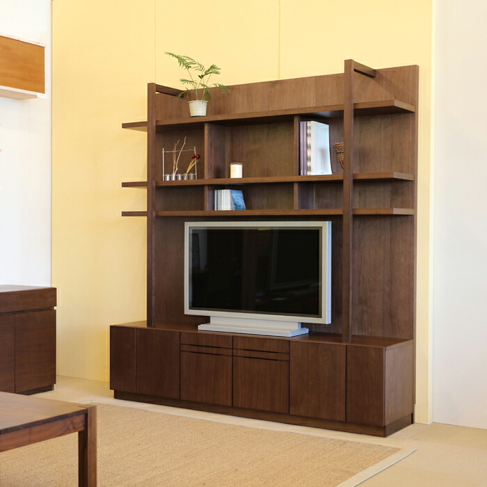LIVWOOD商品名| フラックス テレビ台 180cm テレビボード ローボードカラー| ブラウン ウォールナット柄サイズ| 幅 174 奥行45 高さ190cm生産国| 国産 日本製完成品 北欧 テレビラック 壁面収納｜Ｒｏｏｍ　ｎｅｘｔ