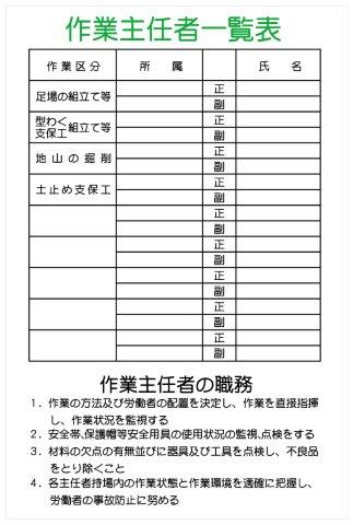 楽天市場 建設現場マンガ標識 ｗｆ 作業主任者一覧表 H900 W600 看板 Mwf17 資材 印刷のルネ 楽天市場店