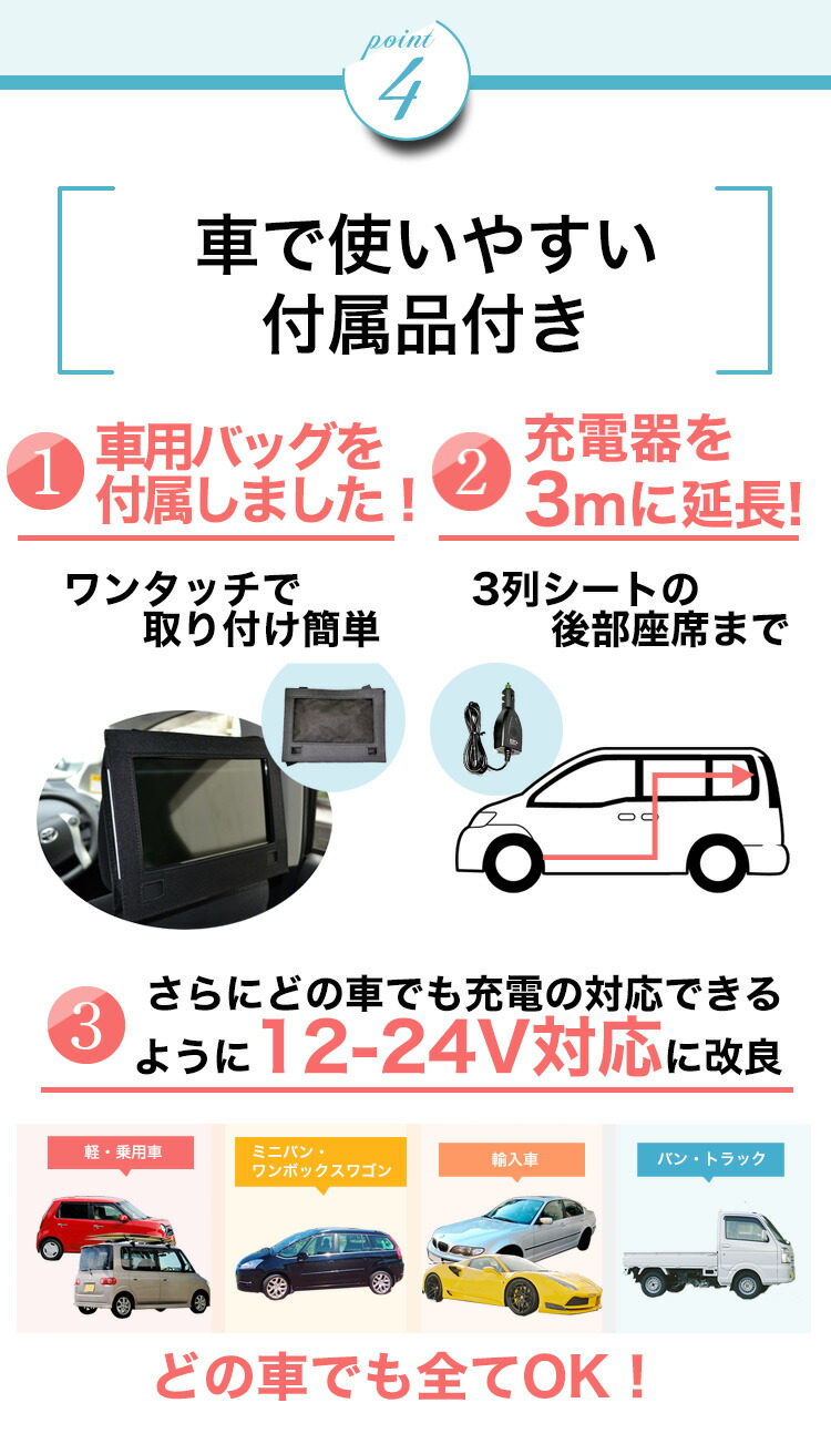 アドワン 車載用 1280円プレゼント付 10 1型 車載用 ポータブルdvdプレーヤー ワンセグと防水とブルーレイは未対応 リージョンフリー 車内 車で使うヘッドレスト バッグ 付 10 1型 ポータブルdvdプレイヤー 持ち運び 旅行 プレゼント 海外 飛行機 車内 宅配便 Adone