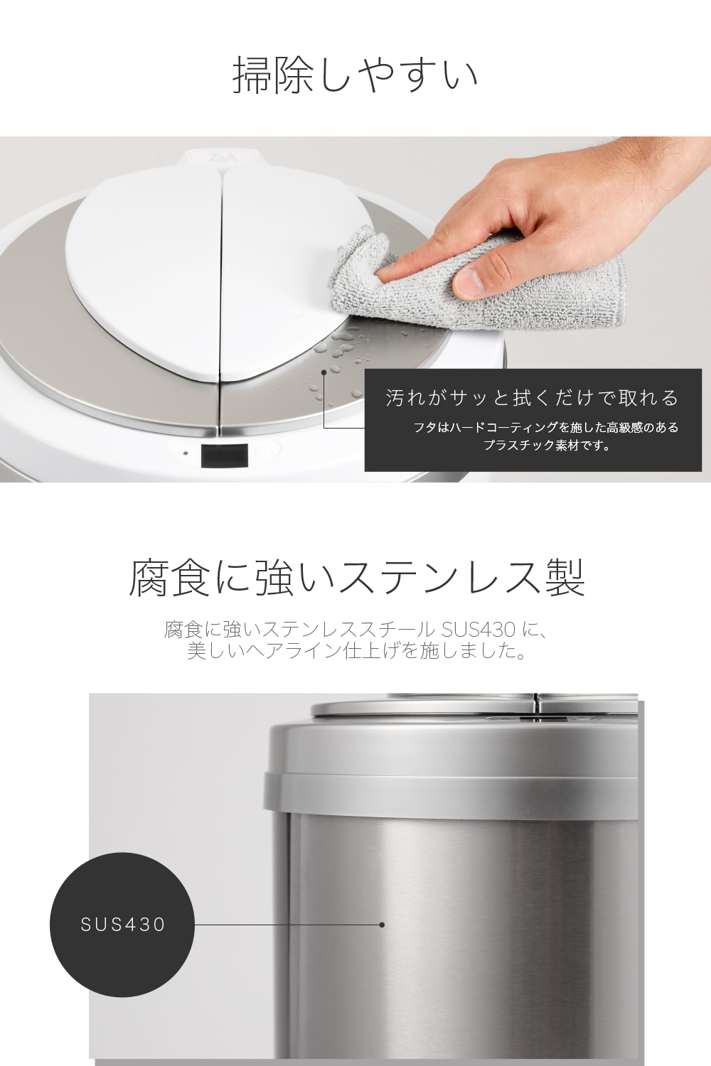 店舗-おしゃれ ふた付き 自動ゴミ箱 センサー 大容量 キッチン 電動 白