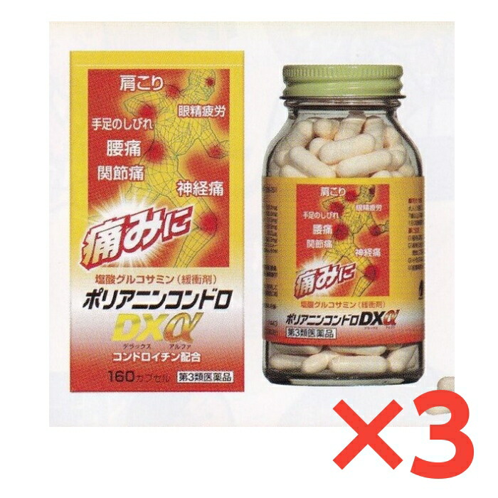 肩こり 腰痛 神経痛 関節痛 ポリアニンコンドロDXα160カプセル 3個セット 医薬品コンドロイチン