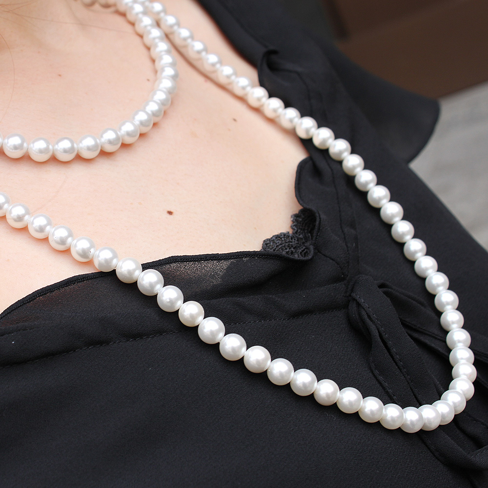 真珠のネックレスとイヤリングの2点セット PW7.5-8.0mm 42cm 鑑別書付