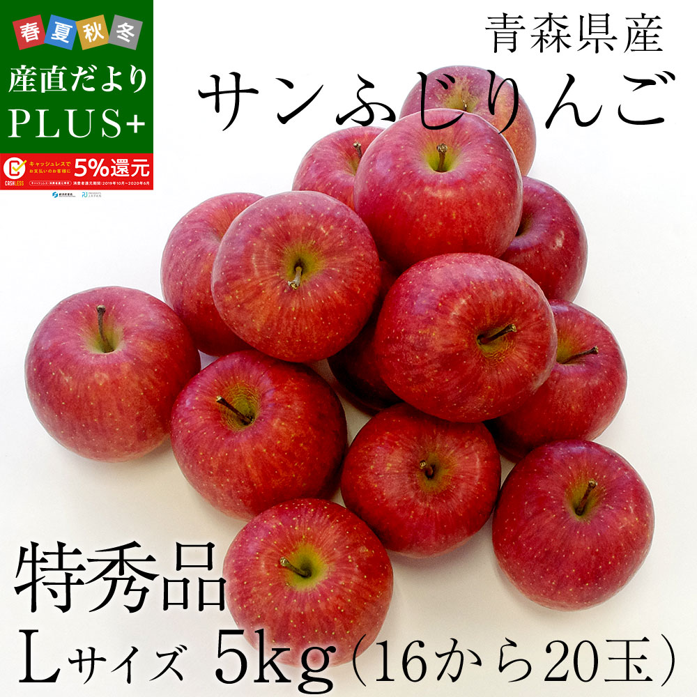 楽天市場 青森県産 サンふじりんご 特秀品 Lサイズ 5キロ 16玉から玉 送料無料 ふじりんご 林檎 冬ギフト 産直だよりplus うなぎの駅